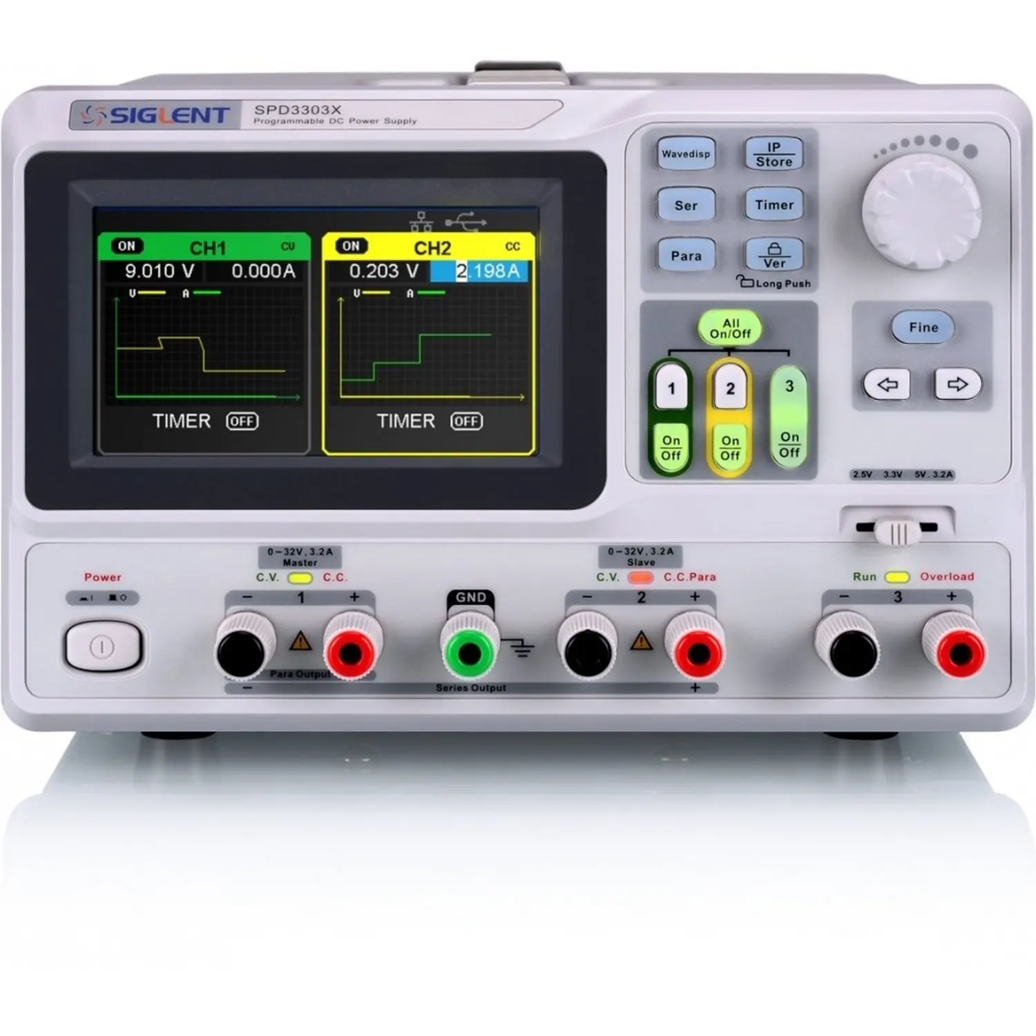 Siglent SPD3303X-E 0-30V с тремя выходами постоянного тока