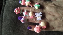 Anillo de fruta bonita para niñas, sortija Multicolor de colores, fruta bonita, traje de princesa, 12 Uds.