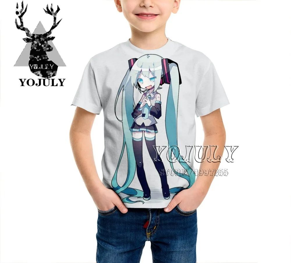 YOJULY Hatsune Miku Harajuku/детская одежда с 3d принтом для маленьких мальчиков и девочек-подростков детская футболка модные футболки для певицы Modis A479