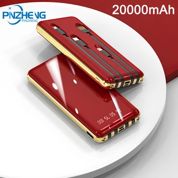 

PINZHENG Power Bank 20000mAh LED Display Portable Charging With Charger Cabl Charging PowerBank For iPhone Xiaomi Huawei