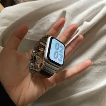 Correa de lujo para Apple watch, banda de 44mm y 40mm para iWatch de 38mm y 42mm, pulsera de reloj de acero inoxidable para Apple watch 5 6 se 3 4