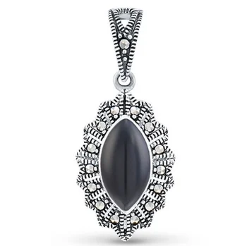 

Silver Wings pendant with onyx and marcasite in silver