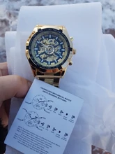 Winner-reloj mecánico automático para hombre, reloj de esqueleto de oro, Vintage, de marca superior, de lujo