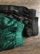 Pantalones de pierna ancha de seda para mujer, mallas tobilleras sueltas de pierna ancha, informales, cintura elástica, RZBY110