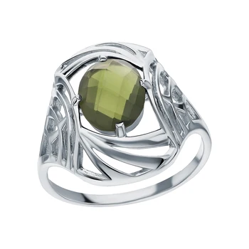 

Silver ring with tourmaline imitation sunlight sample 925