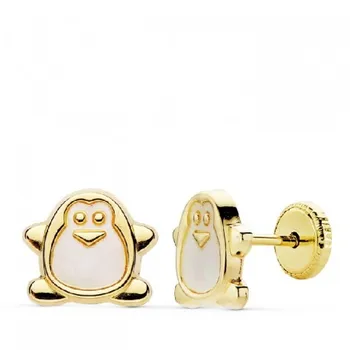 

GOLD EARRINGS PENGUIN PEARL 9X8 MM