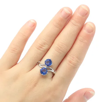 

19x9mm Gorgeous Round Shape Created Violet Tanzanite White CZ Gift For Sister Silver Rings