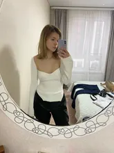 DEAT-ropa de cuello cuadrado de Cachemira para mujer, Jersey elástico de cintura alta, manga larga, sexy, primavera y verano, WK080, 2021