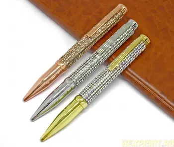 

Pen gift metal case made of rhinestones set 3 PCs
