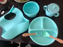 Plato de silicona con ventosa y separación para niños y bebés, juego de vajilla para bebé, con cara de sonrisa, tazón adherente con separación para alimentos