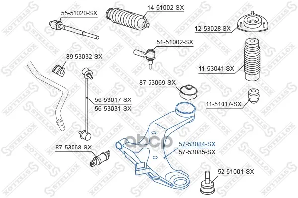 57-53084-Sx_рычаг Левый! Kia Cerato 04 Stellox 5753084sx Stellox арт. 5753084SX