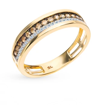 

Gold ring with cognac diamonds sunlight sample 585 test