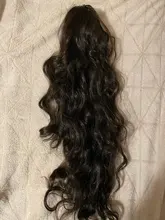 Coleta de pelo largo ondulado vigoroso para mujer, coleta sintética con cordón, coleta para mujer negra