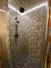 Faucet Shower-Faucet-System Showerhead Bathroom Rainfall Black Brass Dual-Handle 