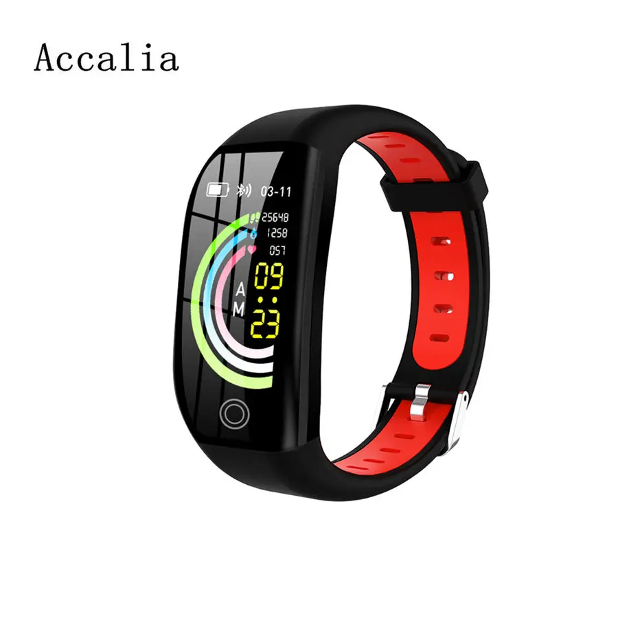 Accalia Smart fitness watch heart rate blood pressure fitness bracelet man watch tracker large screen - Цвет: red