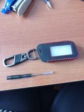 Funda para llave de coche A93 de cuero auténtico para Starline A93 A63 A36 A39 llavero con transmisor LCD y mando a distancia con alarma de coche bidireccional