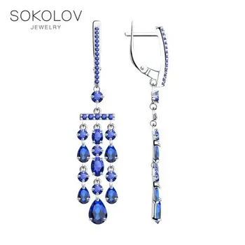 

SOKOLOV Silver drop earrings with stones with cubic zirconia fashion jewelry silver 925 women's/men's, male/female, long earrings, women's male