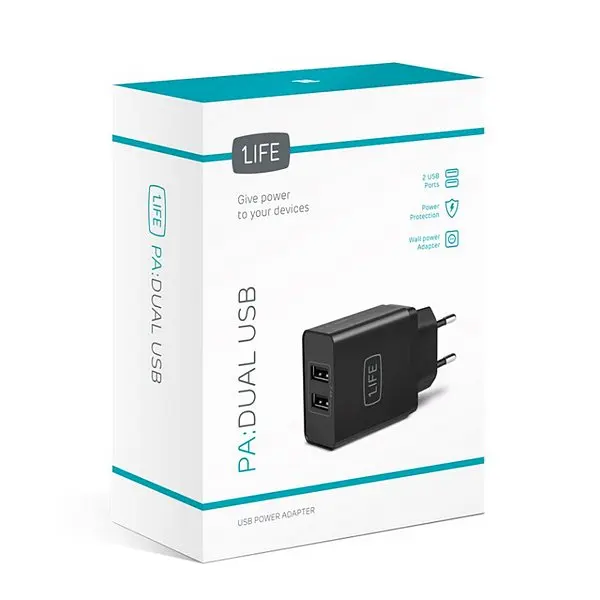 Настенный Зарядное устройство 1 жизнь 1IFEPA2USB USB черного цвета