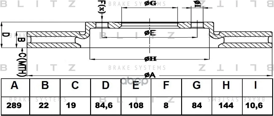 Диск Тормозной Blitz арт. BS0160