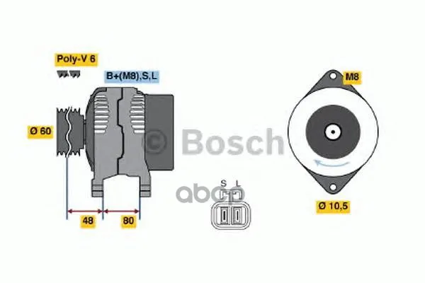 Генератор 14v 80a Bosch арт. 0986045701