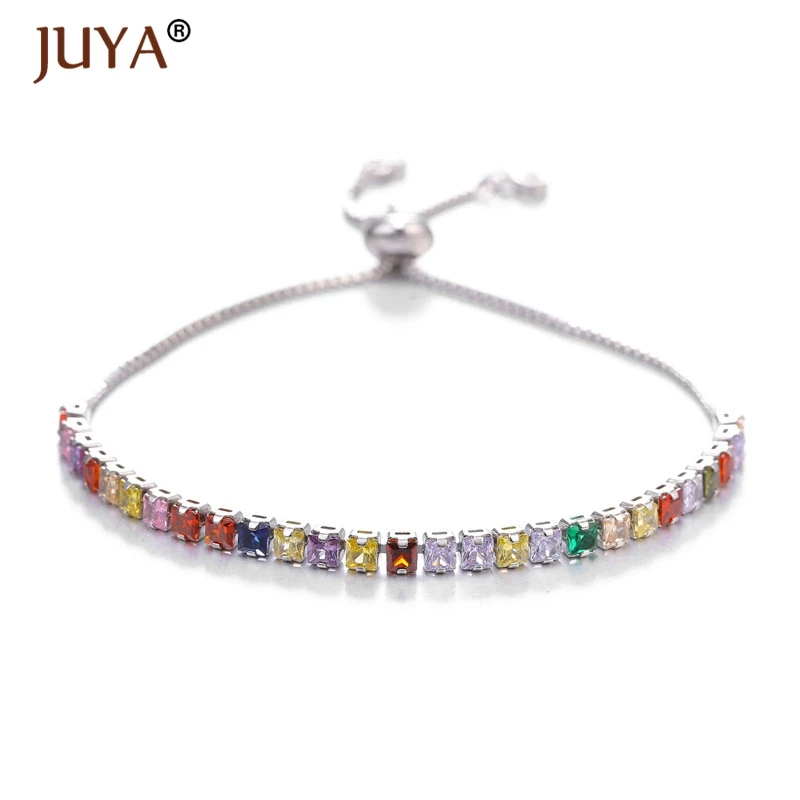 silver Модные золотые серебряные регулируемые цепи роскошные кубические циркония горный хрусталь браслет для женщин женские вечерние свадебные украшения - Окраска металла: silver