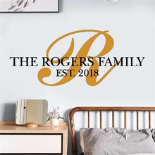 

Vinyl Wall Stickers Custom Name & Established Date With Initial Decals For Bedroom Livingroom Decoration Murals Poster HJ1010