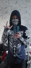 Hoodies Sweatshirt Skull-Mask Ninja-Suit Punk Fake Two-Pieces Pullover Homme Mens Elastic