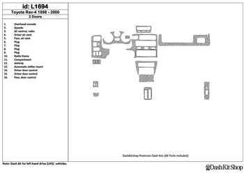 

Interior lining for Toyota RAV-4 1998-2000. Set L1694.