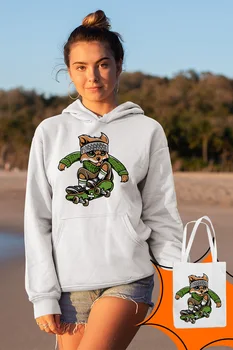 

Angemiel Wear Green Kaykaylı Fox White Women 'S Hooded Sweatshirt Bags Kombin