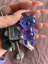 Llavero líquido de oso brillante con arena movediza, llavero acrílico con llavero, mochila con colgantes para parejas, mujeres, hombres, novios, regalo