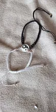 Colgante de aleación Yin y Yang Tai Chi Retro Para hombre y mujer, pulsera de cuero tejida de dos piezas en blanco y negro, regalo para parejas