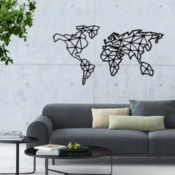 

Linewallart Metal World Map Wall Art Decor Portrait