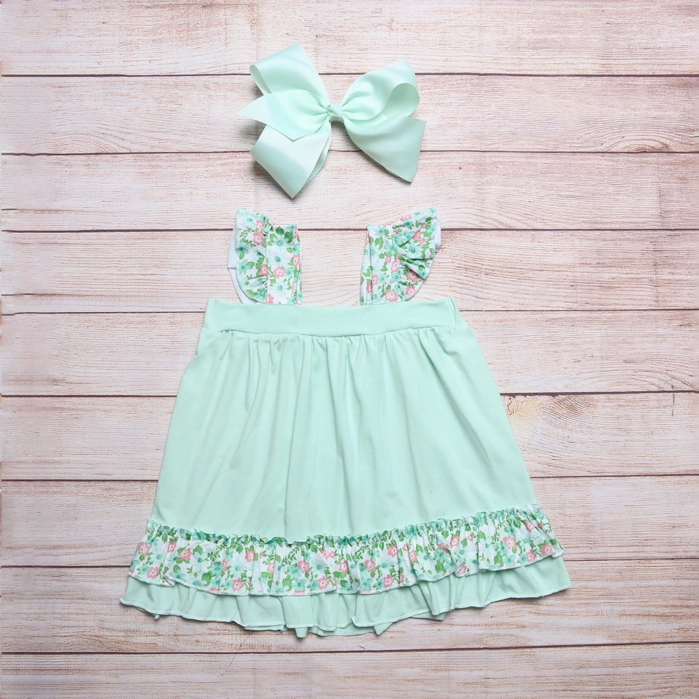 Summer Dress Clothes For Girl Cute MINI Floral Print Dress Green Pretty Broken Flower Dress Korean Fashion Cotton Baby Dresses skirt for baby girl