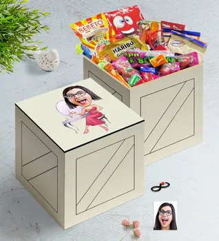 

Personalized Women 'S Caricature Of In Wooden Box Nostalgic Lezzetler Gift Seti-23