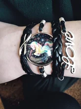 Regalo de moda unicornio trenzado pulsera de niños para niñas brazaletes de la Amistad joyería Multi-capa encanto pulsera de joyería de moda