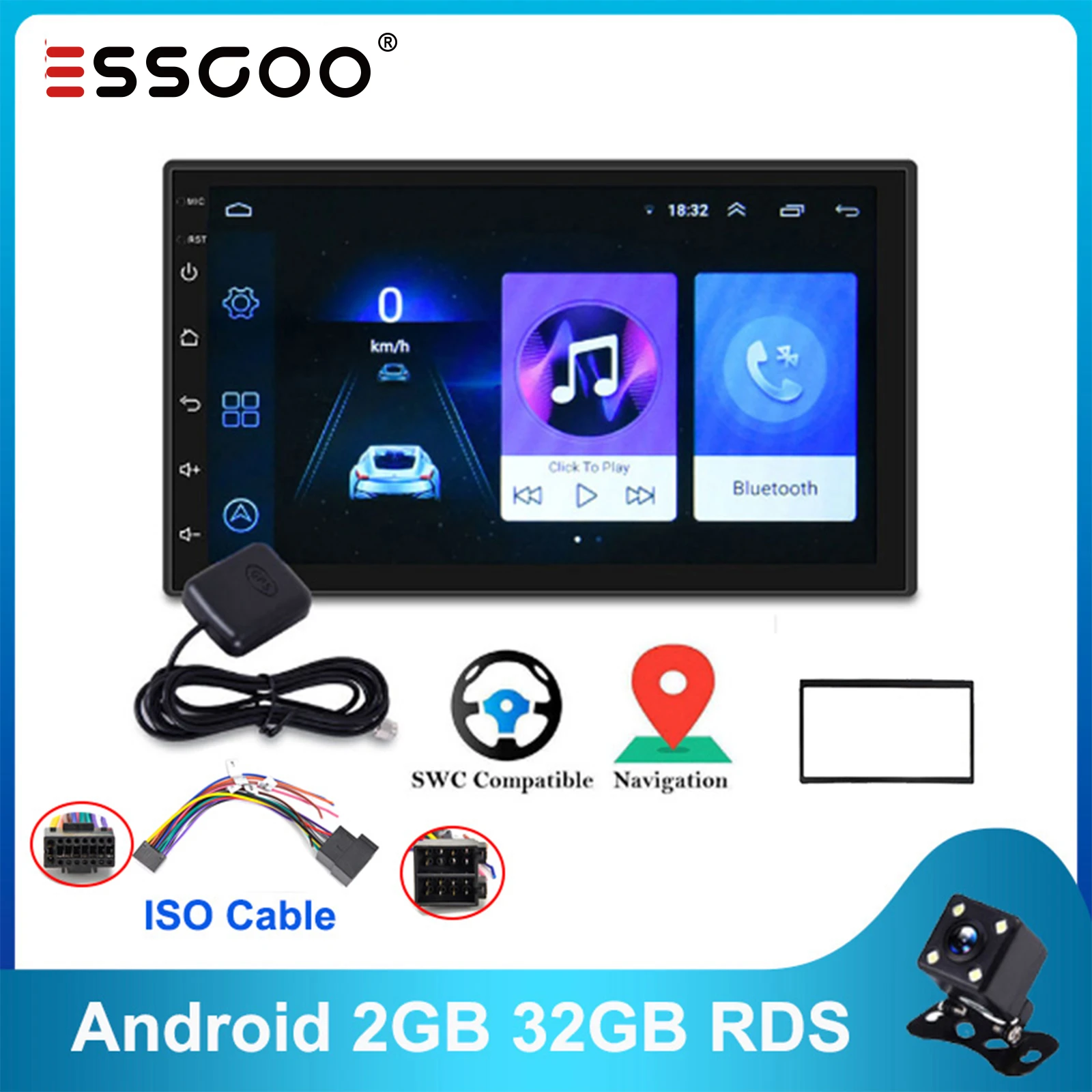 Essgoo Androidカーラジオ9 1 7インチ 2gb 32gb Gpsナビゲーション Wifi Carplay ステレオ 2 Din 日産 トヨタ車用 Car Multimedia Player Aliexpress