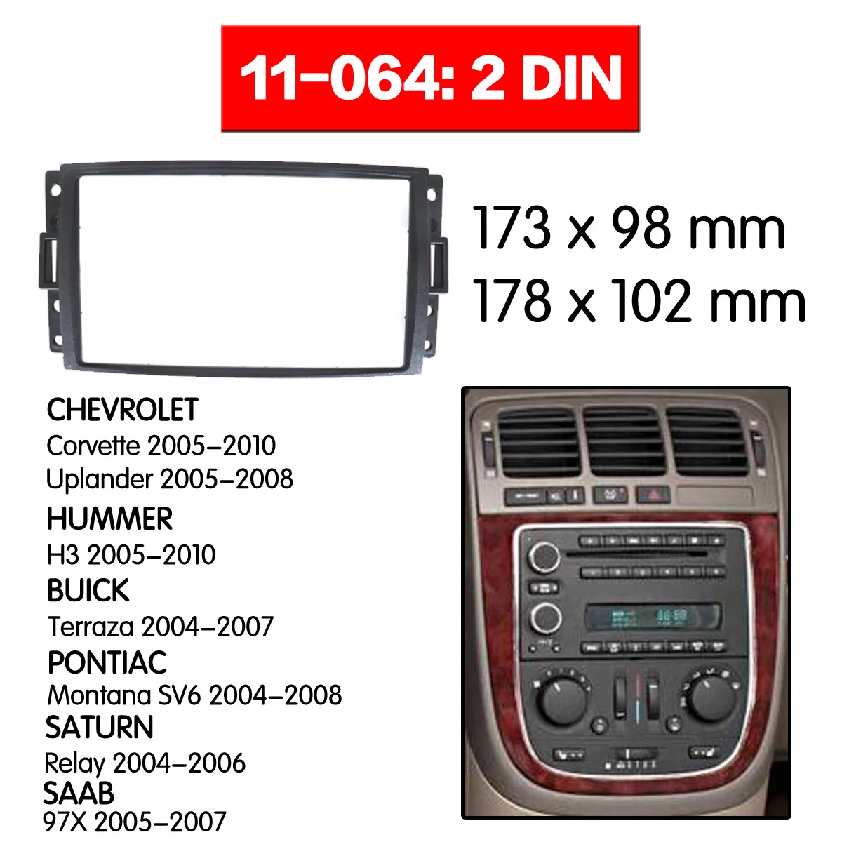 Фасция радиорамки для CHEVROLET Corvette 2005-2010 Uplander 2005-2008 HUMMER H3 2005-2010 монтажная рама