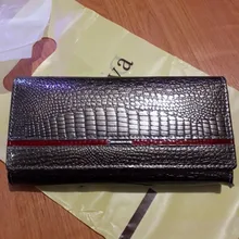 DICIHAYA-billeteras de piel auténtica con estampado de cocodrilo para mujer, billetera con cremallera y broche, bolso de mano de lujo, 2019