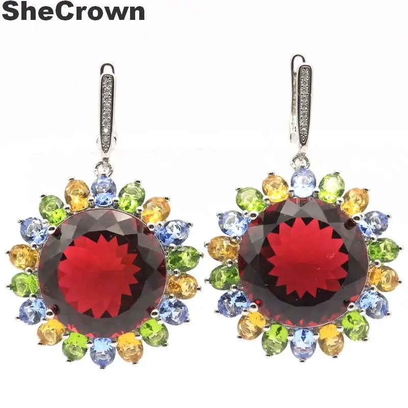 

Elegant Long Big Drop Green Peridot, White CZ Wedding 925 Gold Silver Earrings Gift 50x22mm
