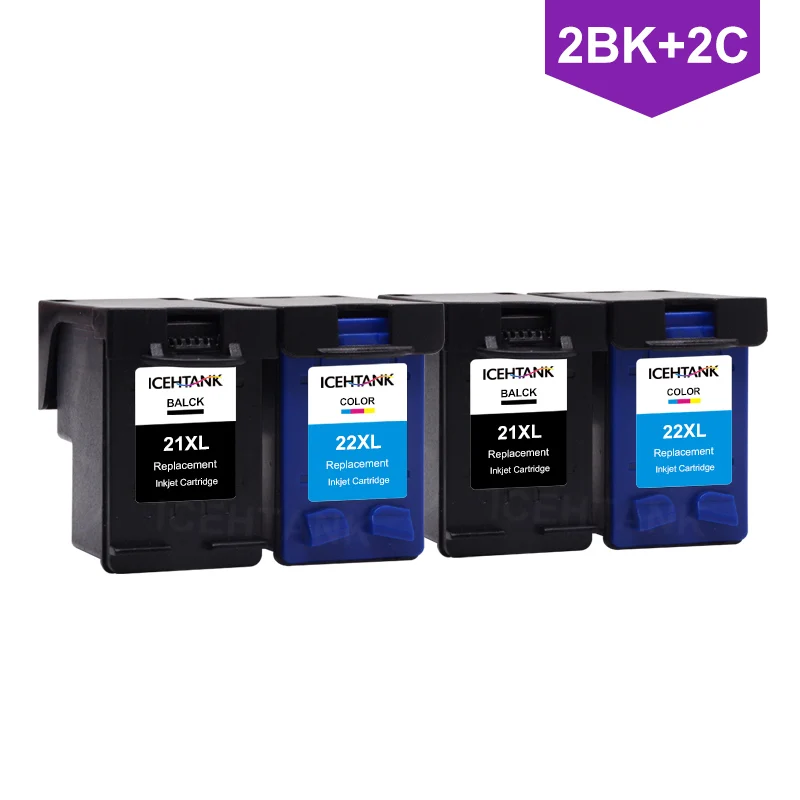 ICEHTANK картридж для hp 21 22 для hp 21 для hp 22 чернильные картриджи для hp Deskjet F2180 F2200 F2280 F4180 F300 F380 D2300 принтеры - Цвет: 2Black 2Color