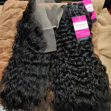 Encaje Frontal transparente con mechones, extensiones con ondas al agua, mechones con Frontal Miss Cara 100%, cabello humano Remy