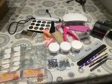 Kit de manicura profesional de acrílico, lámpara de uñas, taladro, polvo acrílico líquido, puntas de uñas brillantes, Kit de herramientas de decoración de uñas