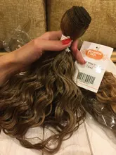 Noble rizado Ombre pelo mechones de cabello sintético Super largo rizado 1 Uds 28 -32 Rubio marrón mechones con extensiones de cabello