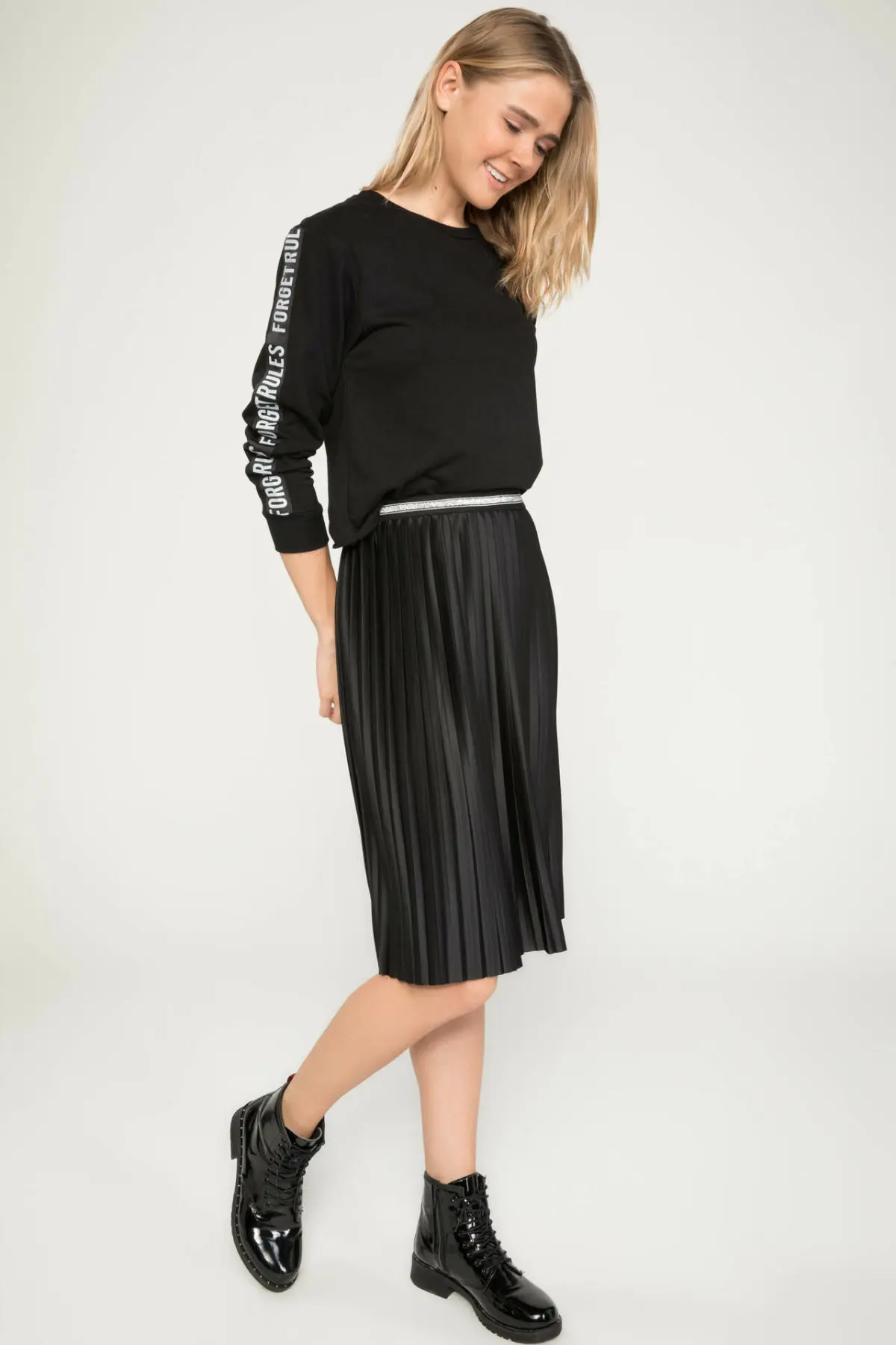 Дефакто осенняя Женская модная тканая юбка плиссированная с элегантной талией