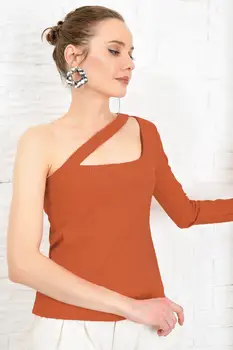 

Trend Alacati Style Women 'S Low-Cut Detailed Bluz ALC-X4014