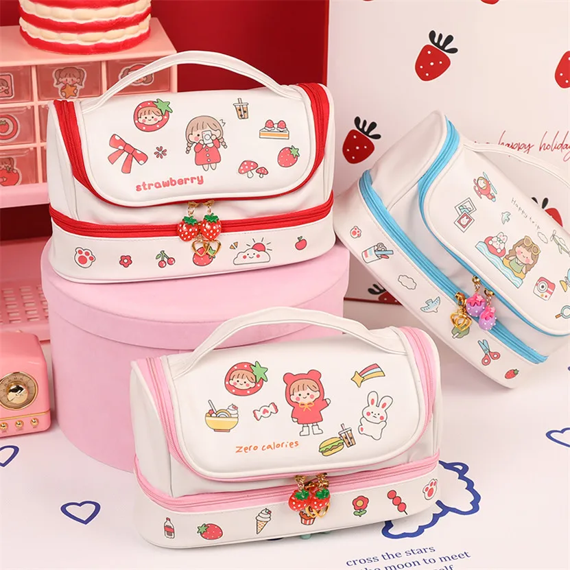 Multifunctional Pencil Case Kawaii Stationery Pencil Box For School Girl Fluffy Pencilcases School Supplies Large Pencil Bag school bag shape pencil case multifunctional large capacity canvas pencil case lovely pencil case stationery storage bag