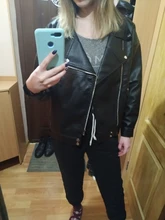 Jacket Women Basic-Coat Moto Aelegantmis Faux-Leather Plus-Size Winter Outerwear Autumn