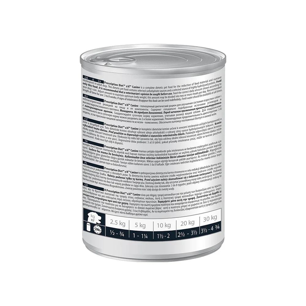 Влажный диетический гипоаллергенный корм для собак Hill's Prescription Diet z/d Food Sensitivities при пищевой аллергии, 370г*12