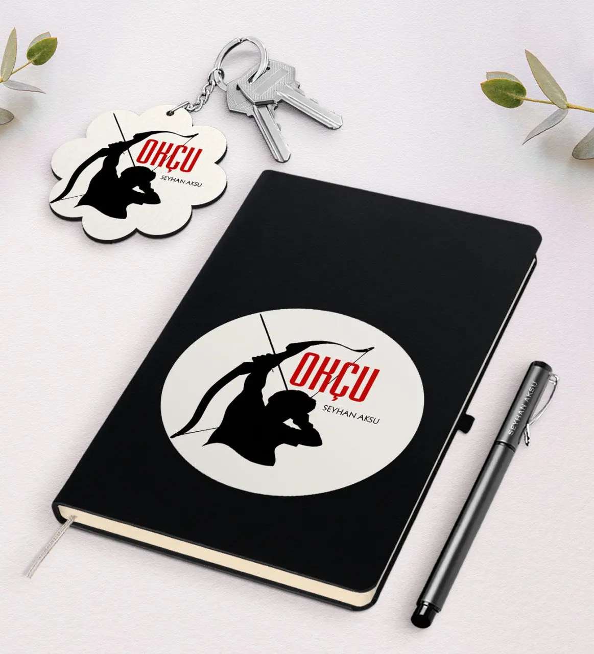 Personalized Archer Black Notebook Pen And Keychain Gift Set | Украшения и аксессуары