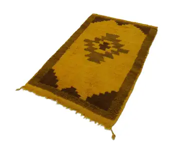 

106x174 Cm Yellow Handmade Vintage Tulu Rug-3x6 Ft